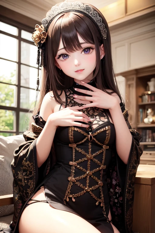 (SFW:2), photorealistic, realistic photo, ((highest quality)), ((masterpiece)), (extremely detailed), kukolnydom, doll, (mature woman:1.6), solo, ((cowboy shot, dynamic pose)), (little smile, parted lips), green eyes, black hair, (looking at another, bare foot, gradient eyes, shining eyes, detailed eyes, detailed face:1.3), kimono, obi, hair ornament, Japanese garden, 8k