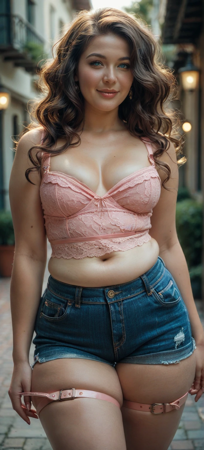 (ultra realistic,32k,RAW photo:1.1),(high detailed skin:1.1), 8k uhd, dslr, high quality, film grain, lips,(thick\lips\), (pink bra and panty)
(shiny glossy translucent clothing:1.1), <lora:Vanessa_Harris:1> glasses, chubby, curvy, bbw, (short hair), light hazelnut hair, bob haircut, blue eyes, full lips, <lora:add_detail:0.8>, (huge breast:0.8), big ass
(shot from behind looking at viewer)
(busty:1.1) , (chubby:0.1),(moonlight:1.1),<lora:LowRA:0.4>, dark theme, (night:1.1), (dark background:1.5), <lora:KLpanties-11:0.5> <lora:BigBooty-V2:1>