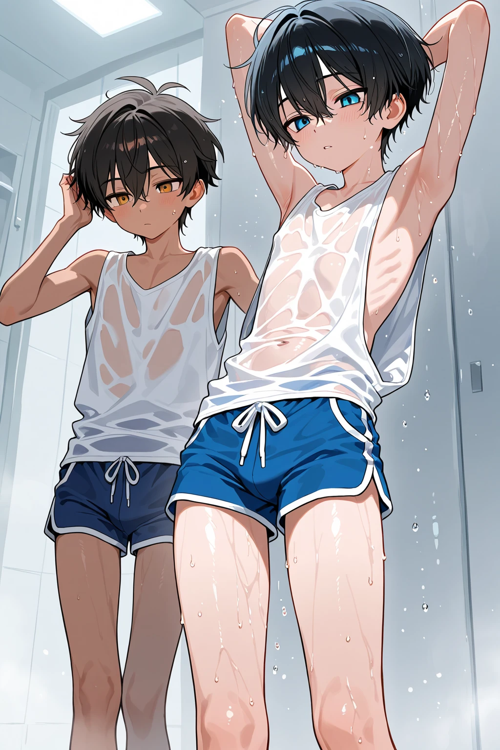 naked Shota boy, watch,(showing armpits:1.4), shirtless, bare chest, e themed, homosexuality, naked, yaoi , hunk dad and shota son have sex, anal sex , sexy, 35 years old dad, shota baby son , muscle men dad, masculine features, male people, gay sex , kiss,Blocky, stage dressing room, On the table,Sweet face, White color blouse, black shirt, Sweet atmosphere, fashionably, posh, maple trees, long big fat dick with alot of semen, nice big butts ,sweating, masterpiece,hight detail, best quality, UHD