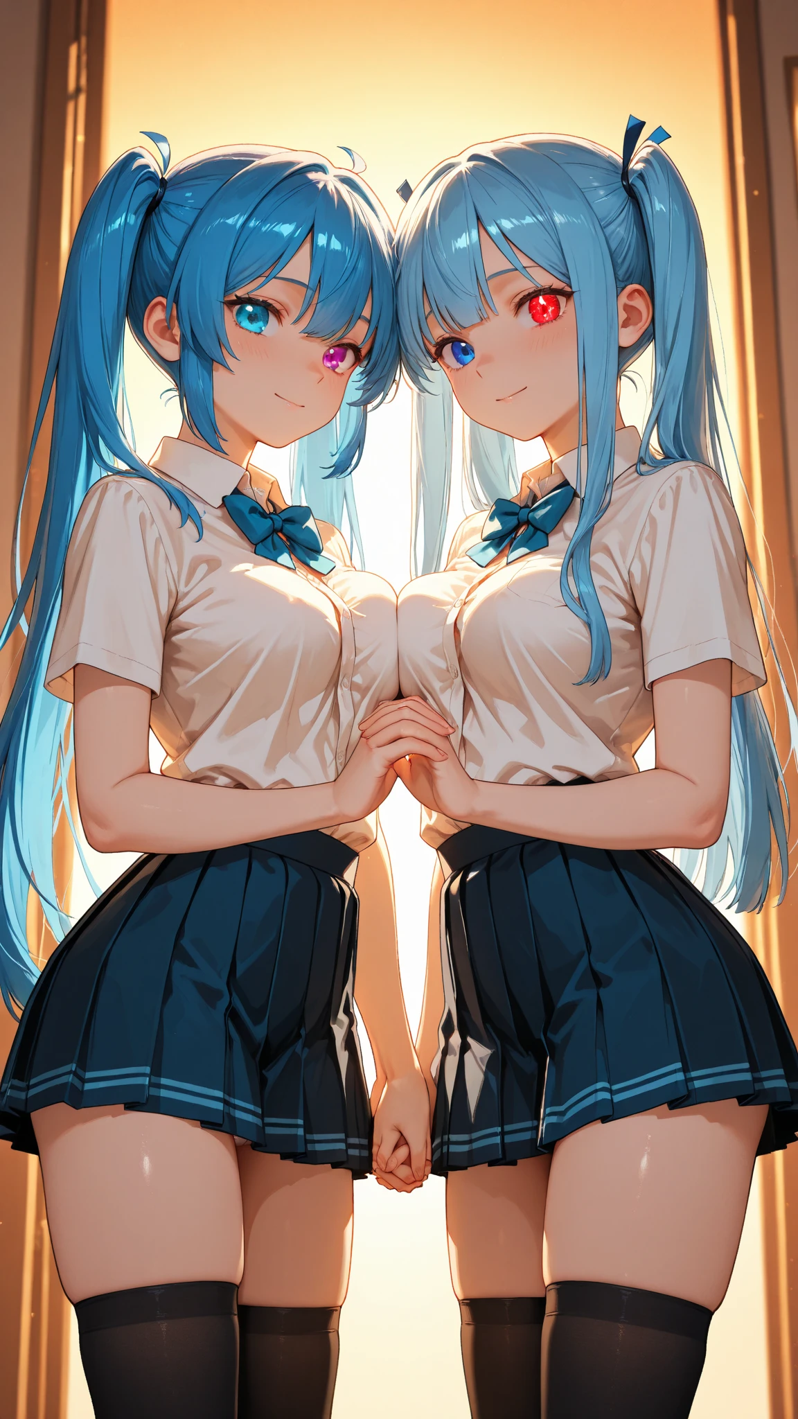 NSFW,masterpiece,Highest quality,High resolution,Super detailed,Star Town Suisei\(Hololive\),Blue Hair,One Side Ponytail,Blue Eyes,Small breasts,moving,School,locker room,Seduce,Expecting face,During class,Change of clothes,From the side