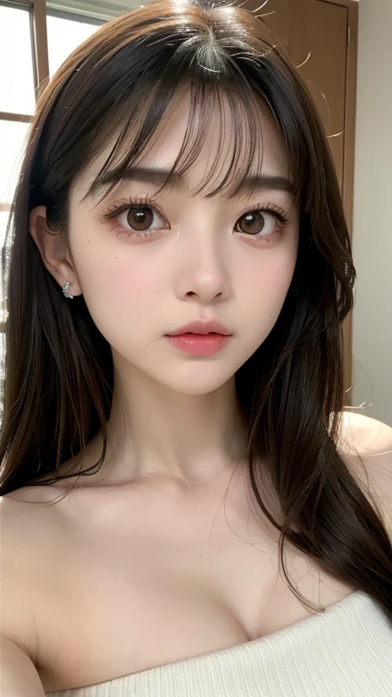 A closeup of a woman with long black hair and a pink lip, maquiagem sul-coreana popular, maquiagem coreana popular, beautiful aesthetic face, wan adorable korean face, young adorable korean face, clear lips and high quality, Mulher sul-coreana bonita, korean face features, dilraba dilmurat, young cute wan asian face, pale porcelain white skin, Ulzzang
