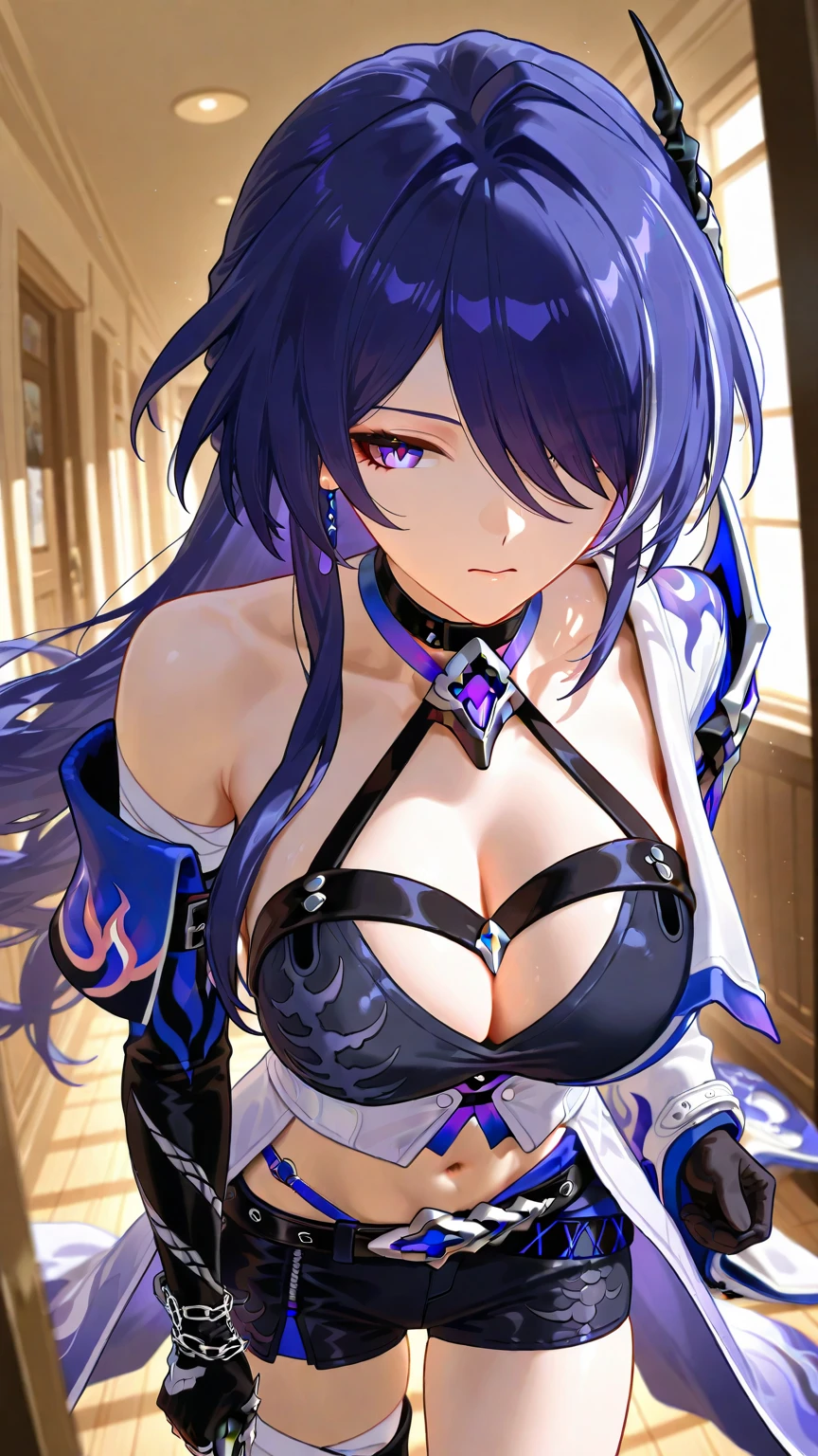a female wear lingere, character from genshin impact , details, anime