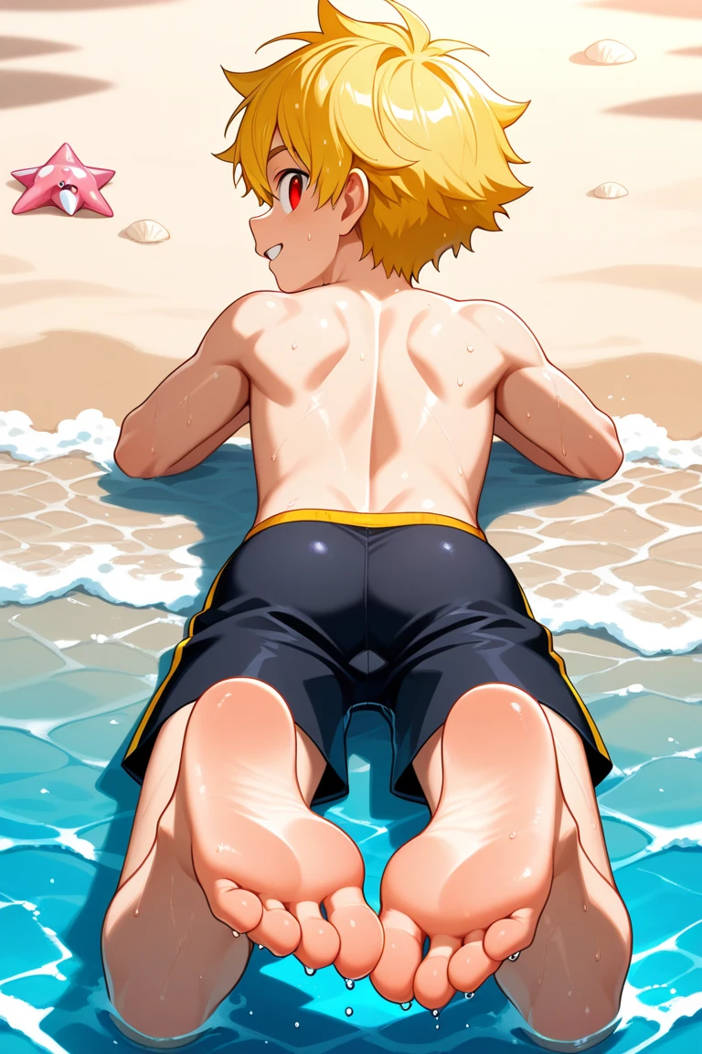 horikoshi kouhei, absurdres, bakugou katsuki , blonde hair, boku no hero academia, chama kou, highres, looking away, male focus, muscular, muscular male, red eyes, short hair, spiked hair, 8k quality, ocean, (Bakugo_Katsuki, detailed eyes, detailed face, (((full body))), nude visible foot, barefoot, (((standing on the ground))), sandy blond hair, red eyes, ((light smile))), looking at viewer, embarrassed, blush, looking from down, masterpiece, best quality, male focus, upper body, handsome, hot, male, gay, smooth and sharp focus, Wet body, one penis, (((XXL up penis semen dripping))), (((nsfw))), (((pregnant)))
