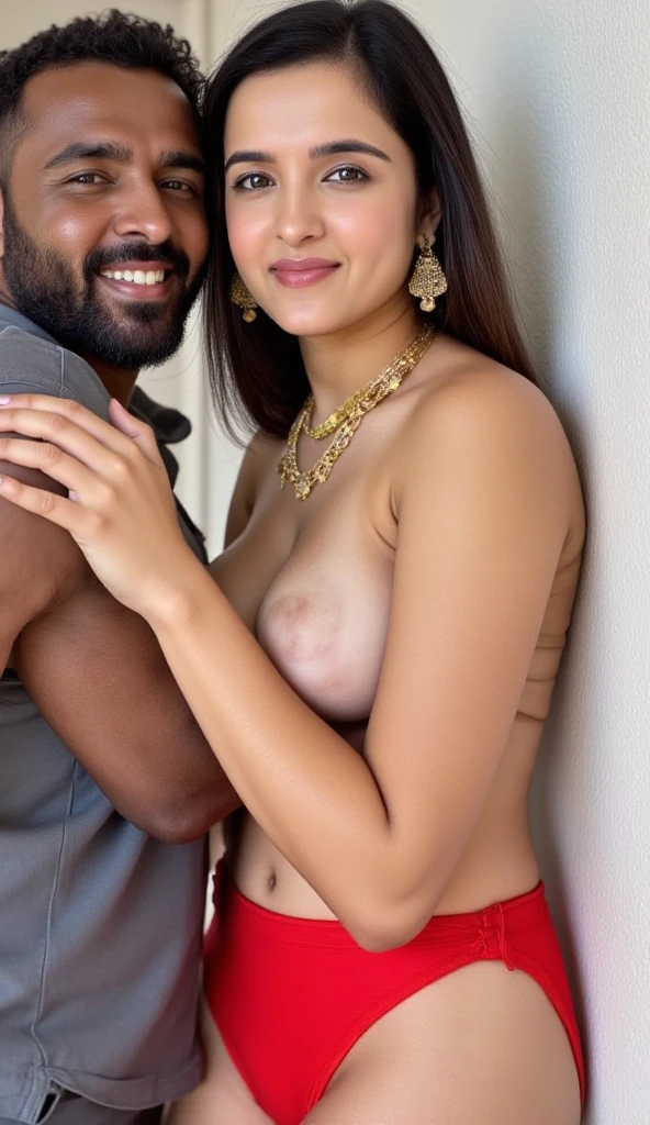 A indian woman sitting on lap of a masculine (man), nsfw