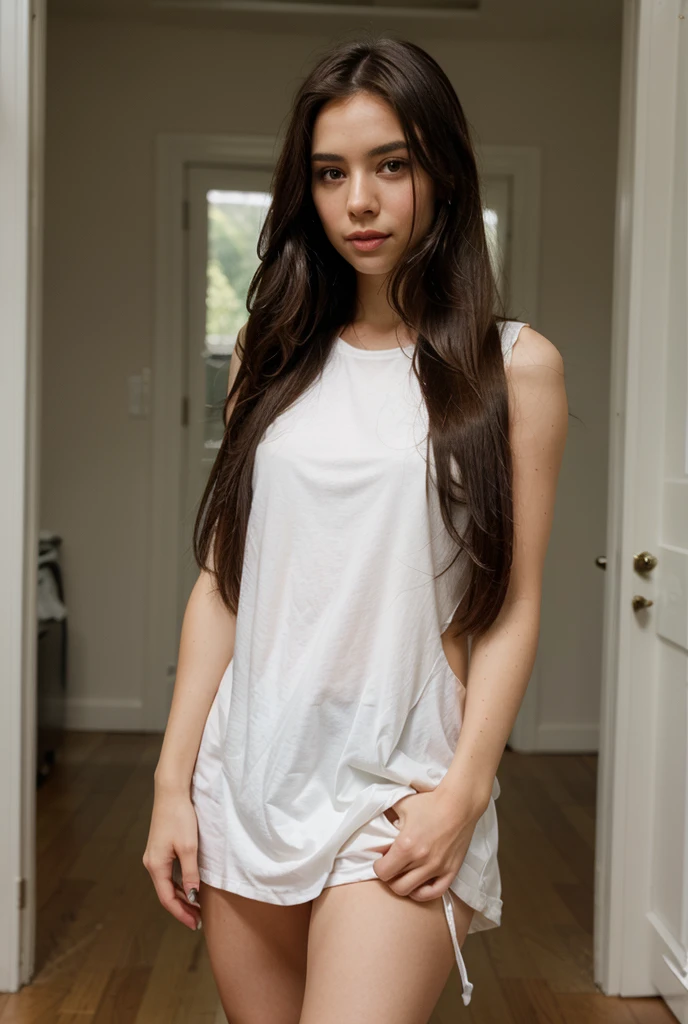 (Highest quality:1.5), (Real:1.4), (Ultra high definition:1.4), (1 Japanese very thin woman in her twenties), (very thin body), skinny face, (topless), (Simple panties), (topless very thin woman is standing front plain background in studio), (20's very thin woman is standing with simple panties front the plain background), (front view of a very thin woman), Photo studio, (Upper Body), (smile), (Turn your body forward), (Plain background), (Super skinny), (very thin), (Very thin), (Upper Bodyのクローズアップ)