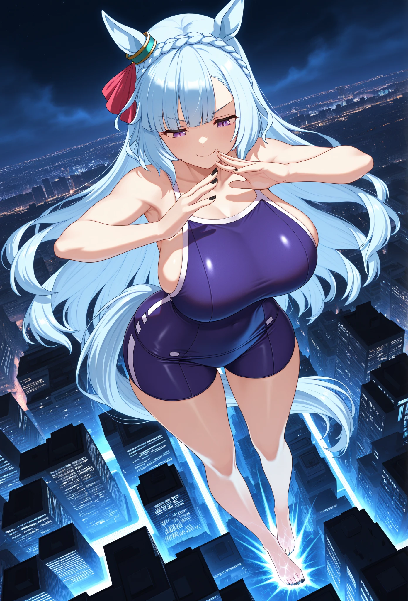 (best quality, 8k, highres, photorealistic:2.0), (solo, one girl:2.0),(lighting: front),(lighting: strong),(Russian Beauty:2.0),(very muscular girl:2.0),(bodybuilder girl:1.5),(shiny skin:1.5),(oily skin:1.5),(platinum blonde hair:1.5),(Squat down with both knees up and spread your legs apart:1.5),(raise both arms behind your head:1.5),(high heels:1.5),(lewd girl),(cyberpunk location:1.9),(amazing orgasm),(((Tight high-leg one-piece lilac swimsuit))),