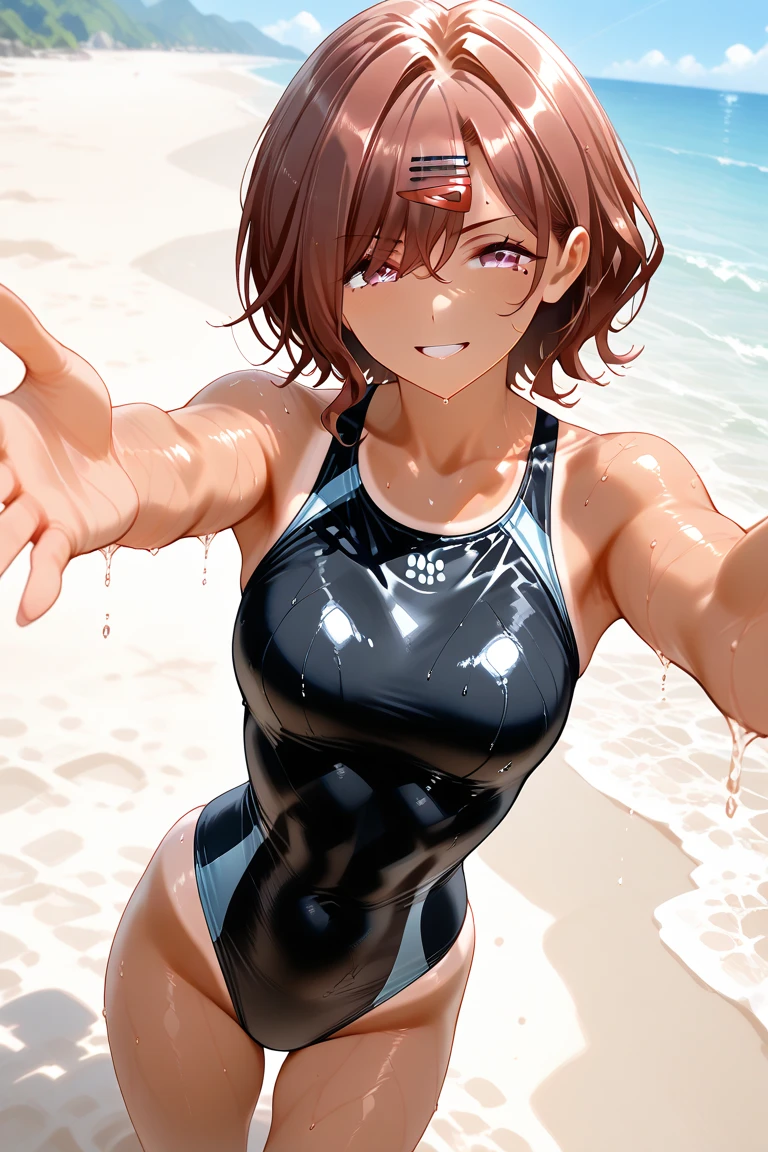 (One girl)、Serious face、Dark brown ponytail、Female professional wrestler、Female Fighter、High leg、Martial Arts、Belly button exposed、Sweat、Spread your legs、From below