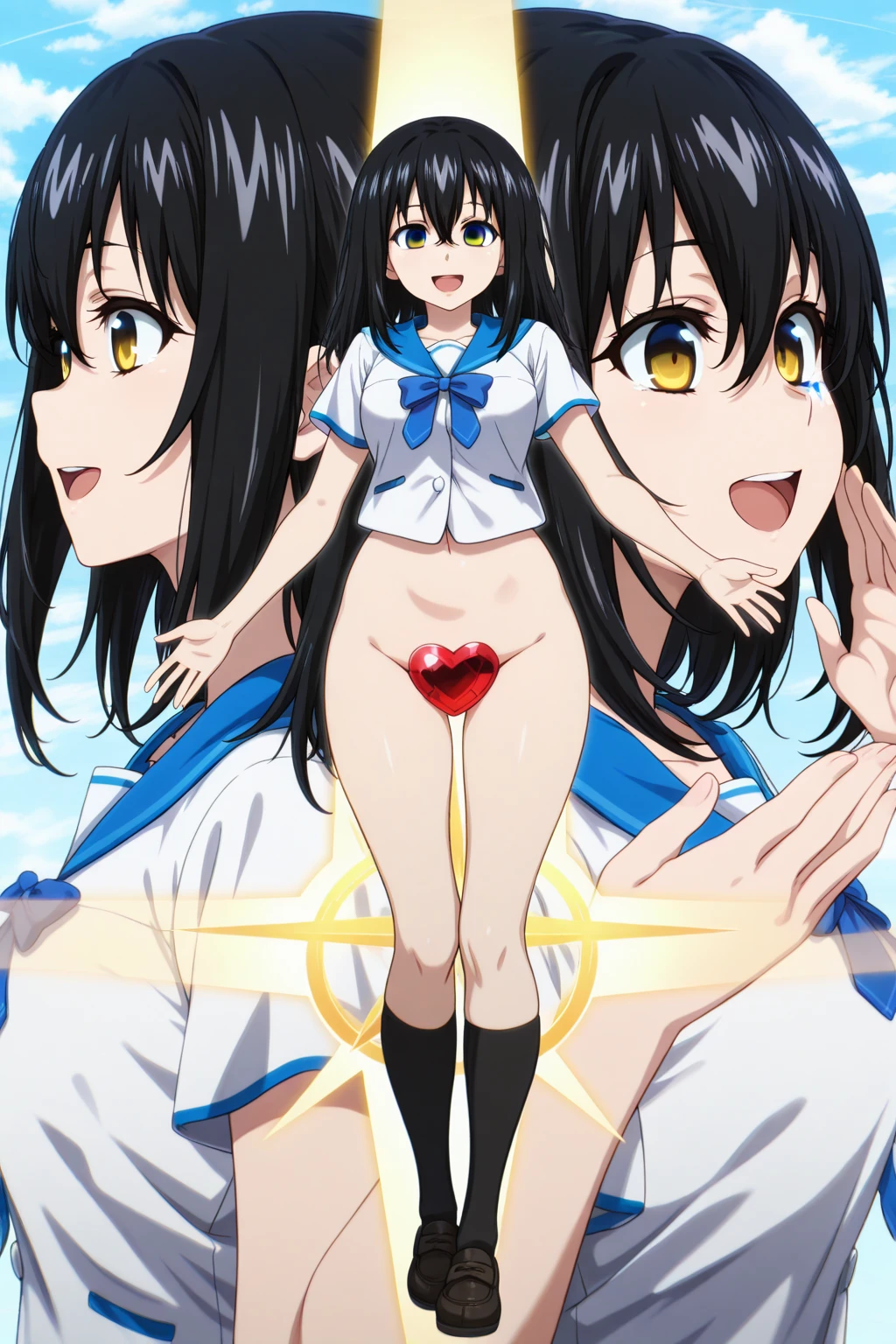 Nudist girl running alongside、A lot of close elementary school boys hugging each other、surround each other's face、(Laughter and joy)、in group photograph、Group Selfies、In the tent at night、Intense shame、amazing angle