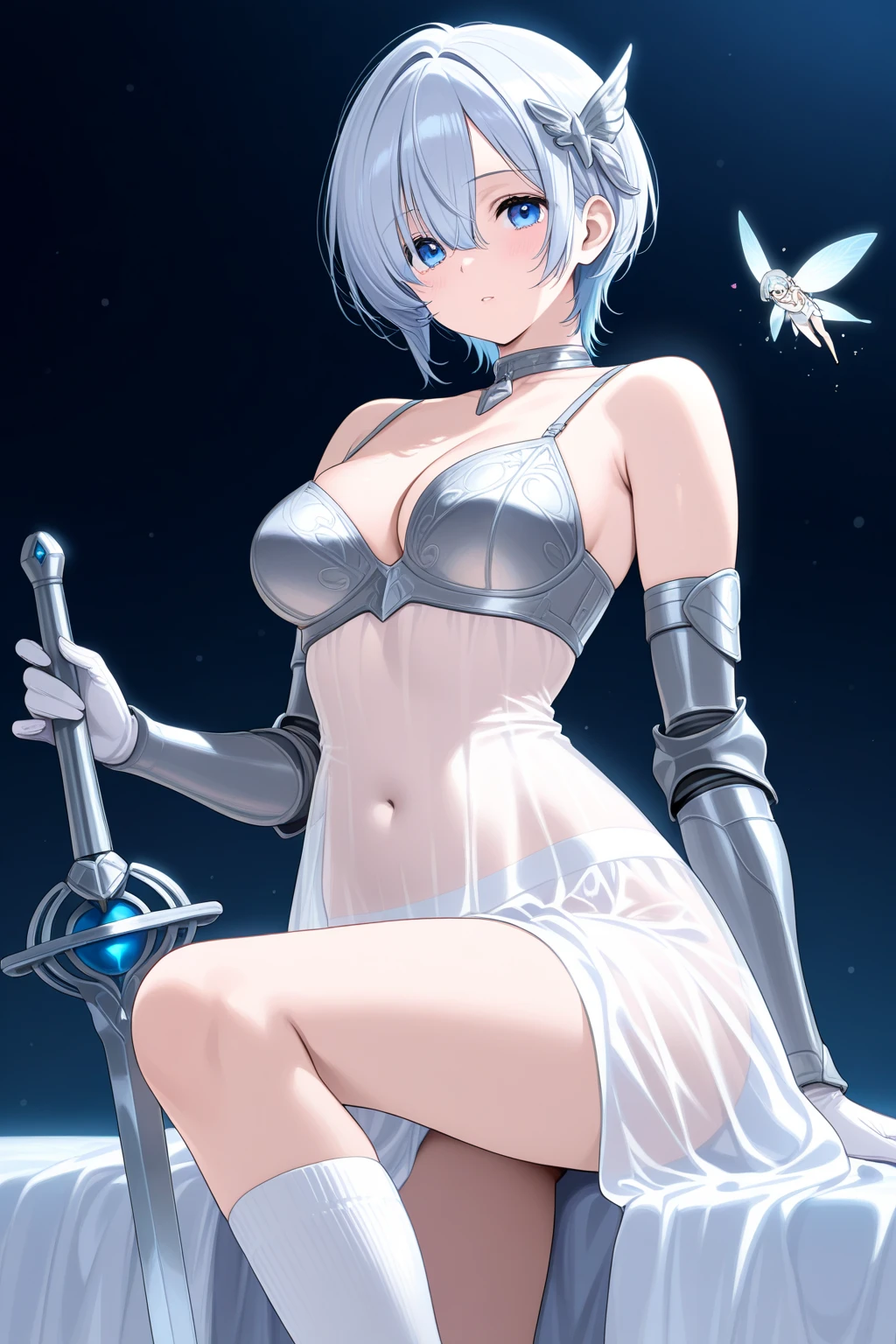 Mini Ghost in the Shell, (Ghost in the Shell), solo, ray tracing, 3D style, 3DMM, ((oses per photo)), ((oses ouch cada foto)), fully body,(Front view),(Costas Issue), (Emist on the left), show flat belly, (((oses per photo))),(very big breastsperfect ass, perfect and symmetrical eyes, (perfect handuturistic sword in hand)), ((short hair)),((Open wizard clothes)),white clothing with textured edges, skin fair, luouchas detalhadas, White thigh-high tights with trim, ouchestido aberto ouch "ouch", Waist slender, big legs, low water, Show legs to the top of the waist, (broken fabric falling over the legs),((open top)),ultra realistic skin, realistic human eyes,ultra realistic skin,((striped shirt)),super sensual suit, colorfully,top with ruffles,(pubis with a lot of volume),(extremely sensual),(very sensual),(((very detailed high level lighting))),(((raytracing))),(((couchstic effect))),(((bodysuit open to the waist))),((costume fitted from the breasts down, perfectly imitating the curves of the body)),((Visible pubis))