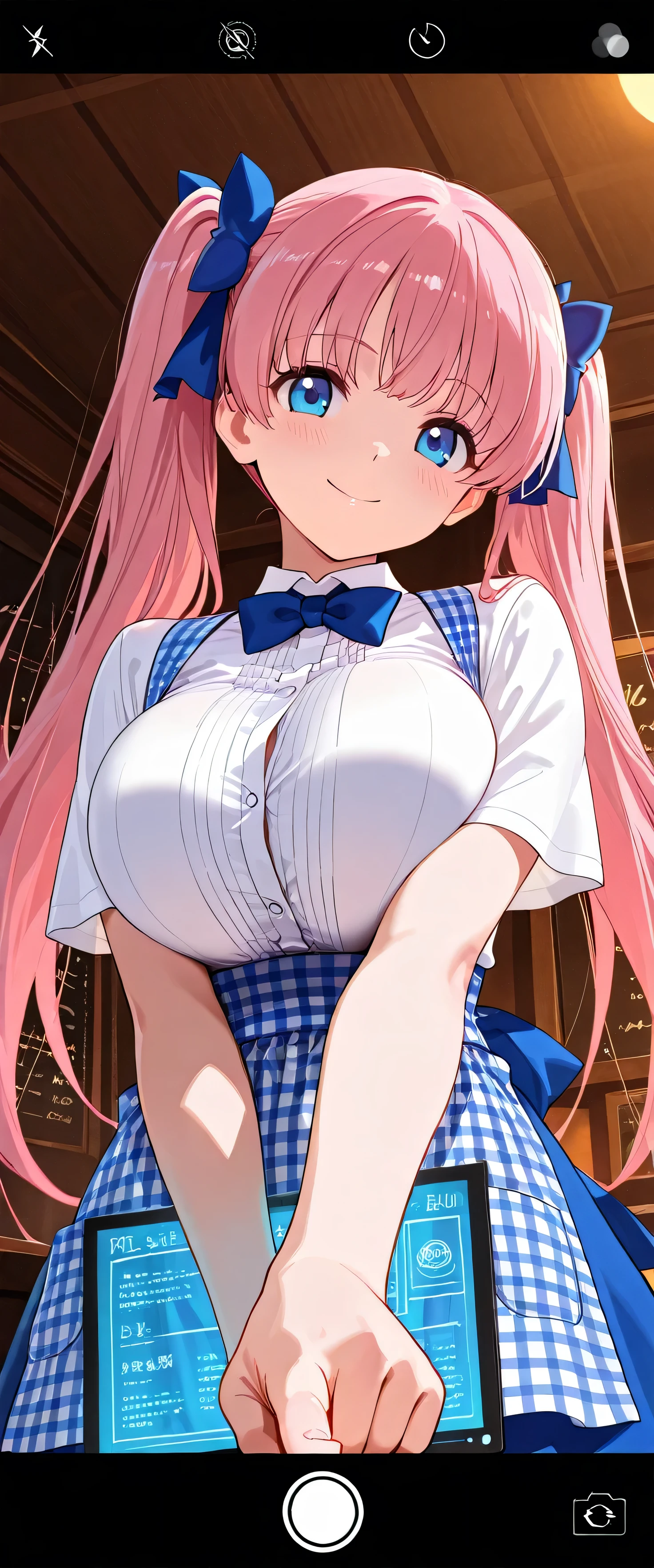 (masterpiece、Highest quality、Very detailed)、((1 Girl))、((Pink Hair))、((Twin tails))、((Bright Blue Eyes))、Wicked Smile、((Grin))、vapor、Earrings、((Very large breasts))、((Open clothes White shirt))、((white Lace Bra))、((Black pleated skirt))、Black socks、((One boy))、((penis:1.2))、((Standing Footjob POV)) 、Bedroom Background、((Browsing Caution)),NSFW,sex,breast grab