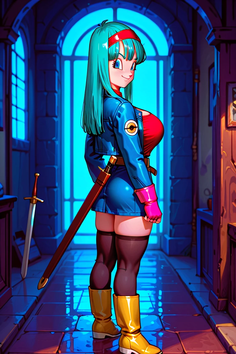 woman bodybuilder with very large calves very beautiful resemblance sailor uniform, full body standing symmetrical lustful smirking smile face (red blush), martial art, bouquet of flowers holding, full body toe to head, feet together, high boots, big breast, paladin warrior knight, hands on hips. red tattoo on belly, bedroom background, royal bedroom