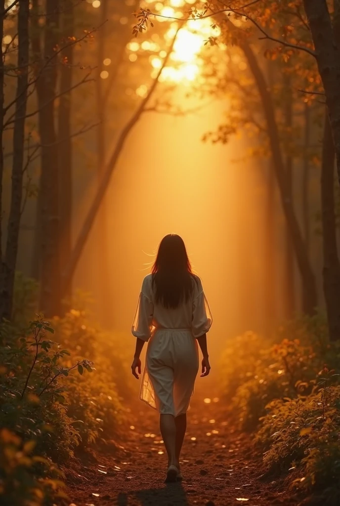 Woman finds herself alone walking in a forest, with the feeling that ...