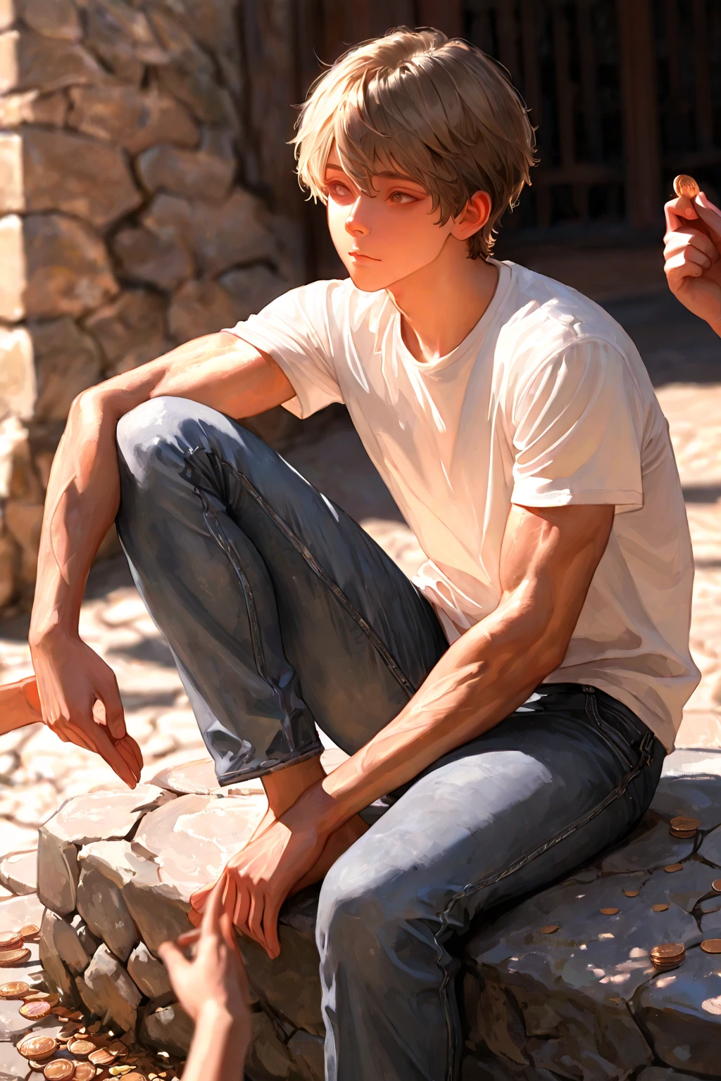jace norman, sweaty teen boy, standing in his big cloest, far from camera, whole body, braces, age 16, wavy tiktok hair, bare feet, wearing sleeveless t-shirt with dropped armhole, hands behind head, short fine armpit hair, flexing, veiny arms, cute, tall, arms behind head, short wispy armpit hair showing, lean, not muscular, wispy pubes, teen boy masterpiece, high resolution, feet visible, no shoes, very dirty feet, skinny, tall, nice boy feet, teen boy feet, skinky feet, boy feet, foot fetish, tall boy, teen boy, braces, best quality, sticky armpit hair, sticky, glue on floor, wet floor, sticky clothes, drops on underwear, drops on shorts, sticky on shorts, drops on floor,, sweaty face, sweaty hair