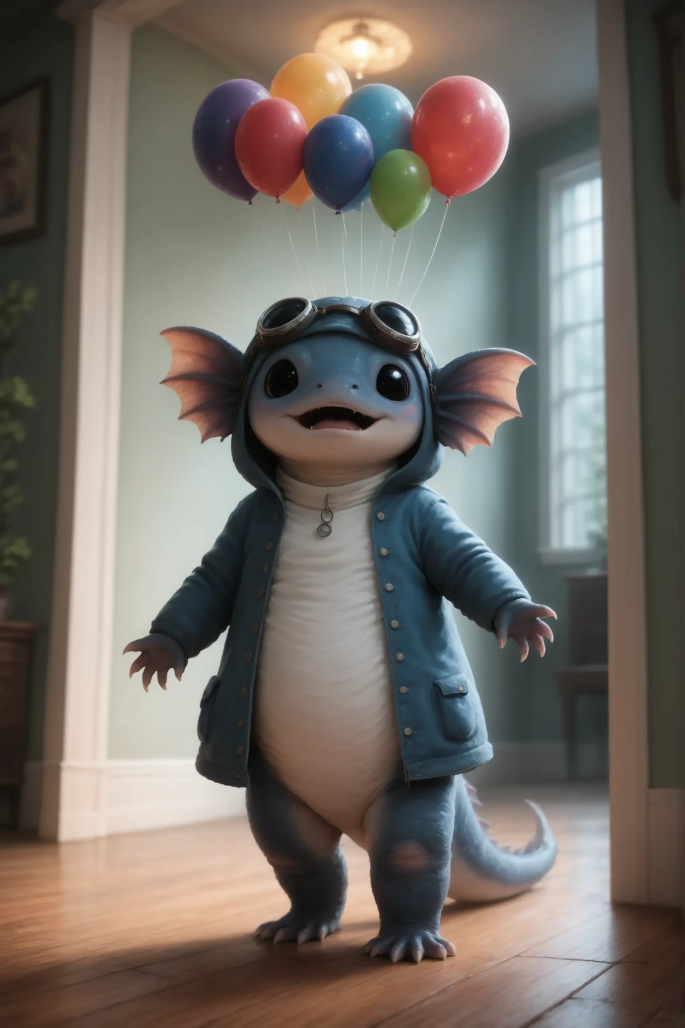 Character_Fuli, studies a balloon surprise on the face. Against the background of a mirror and a carpet. Children's room bright saturated colors.
masterpiece, cosplay has the best quality, ultra-detailed, great_detail, finely_detailed, cinematic emotional static frame, 8K UHD, extreme detail, physical-based rendering, HDR.
Unrealistic image, amazing quality, quality 8 thousand ultra HD, impressive lighting, fantasy genre, dramatic lighting. Highly detailed digital art style, (SFW:1.3).