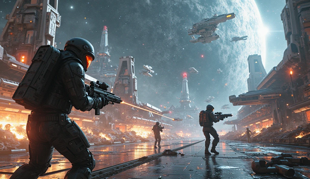 photo, [scifi|fantasy] a war between humanity and artificial intelligence, [fantasy:scifi:2], (to8highkey:1) <lora:to8sHighKeyLORASD21_sd21768:0.6> <lora:johnsondesuv2-e2:1>