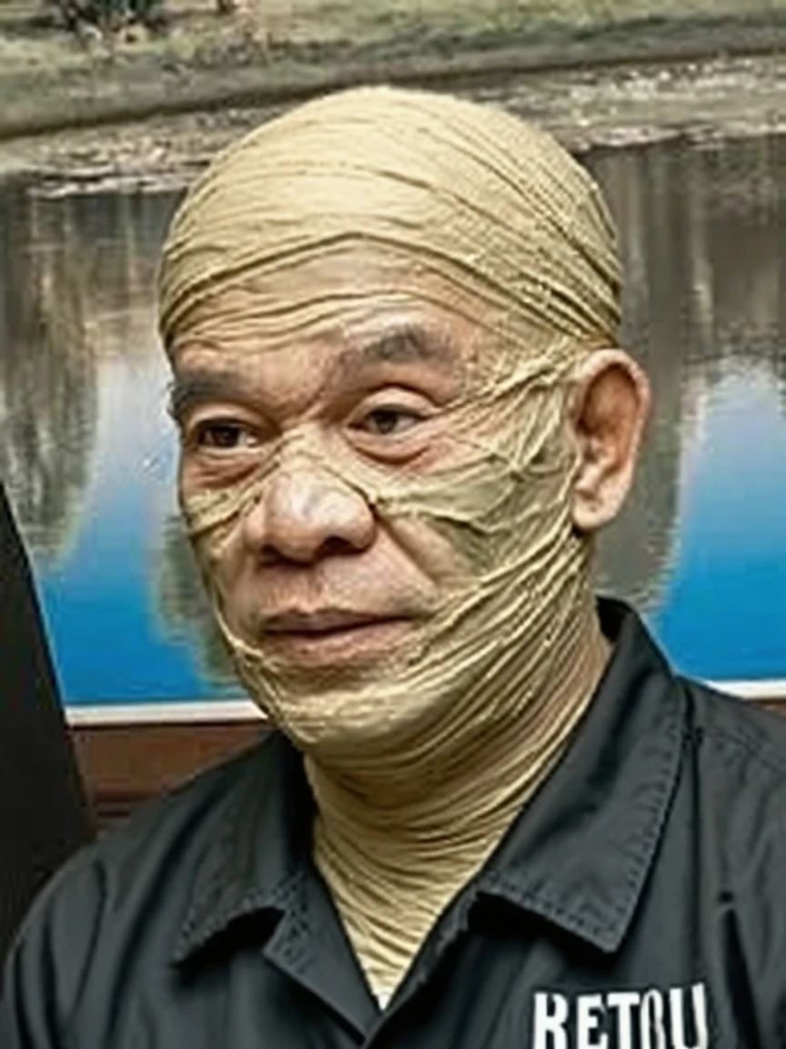 Old malay men,tape gag ,hairy chest, white men singlet