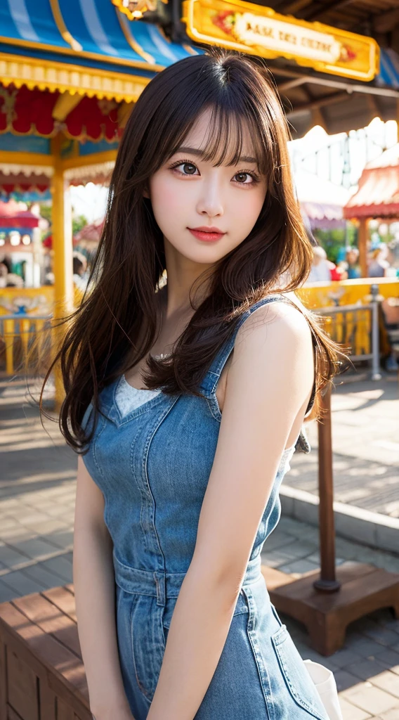 (real, High resolution:1.3), One girl with a perfect body, Very beautiful face and eyes,Long Hair, Random color tank top:1.2, Short jeans,Japanese