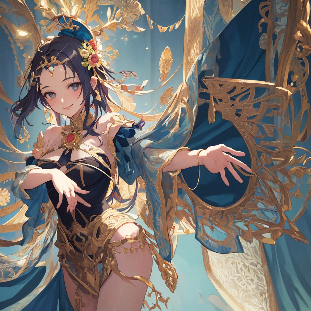 absurdres, RAW photo, extremely delicate and beautiful, masterpiece, Best Quality, ultra high resolution, 32k, hyperrealistic, ultra-detailed, in her 20s, delicate facial features, beautiful detailed girl, tearful mole, earring, medium breasts, full body shot, shorter middle hair, black hair, jiangshi,
