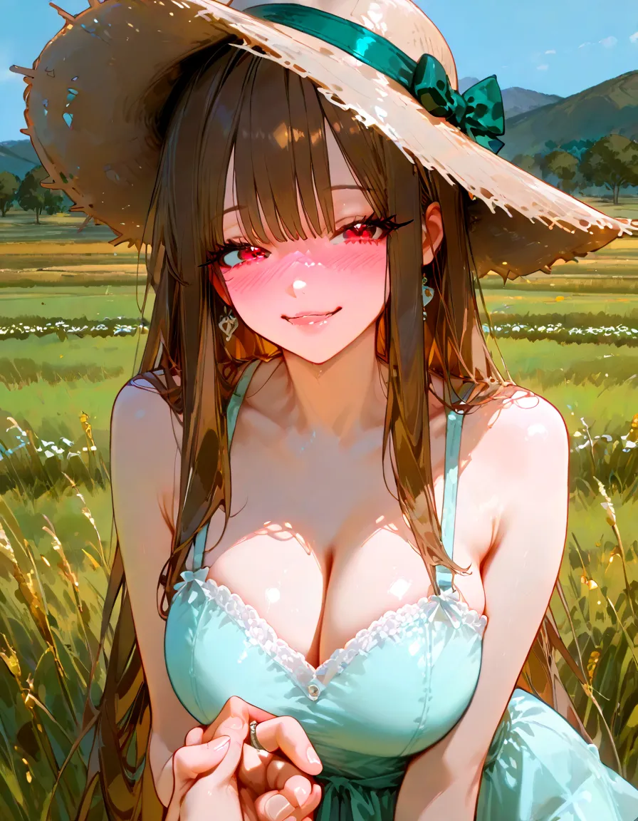 <lora:range_murata2:1>, murata renji, range murata,


  smile, happy, cute hairstyle, pony tail, messy hair, ahoge,  barn, blush,flannel dress, straw hat, wheat field, blue sky, summer, wind, (orc:1.2), 
by Jeremy Lipking, by Antonio J. Manzanedo, by (Alphonse Mucha), Roy Lichtenstein,


(realistic skin:1.1), subsurface scuttering, (boob shot:1.3), menacing gaze, glimse of areola, 
(large breasts size:1.4), (covered_nipples:0.3), lewd gaze, hair accessory, cute nose,
(cleavage:1.2), vivid playful eyes, 
( stupefied suprised expression:1.3)