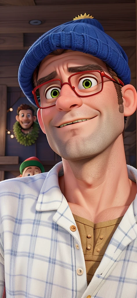 a 23 year old boy , with brown hair cut in a gradient style ,with beard , Round glasses , Black Costume, smiling,with a happy look , brown dark eyes,in cell phone technical assistance, sentado em uma cadeira gamer , highly real, ultra HD, Bright dark, Super detailed with several tools 