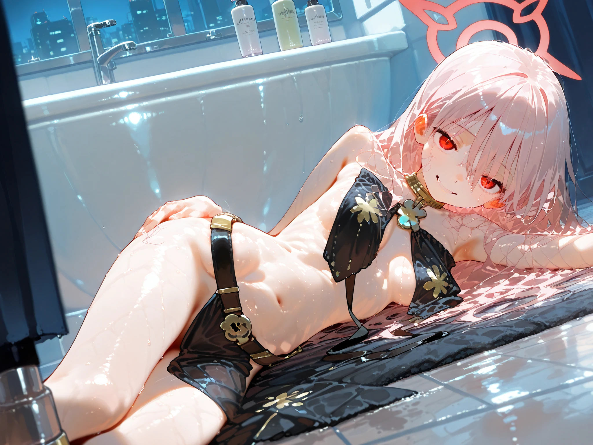 fullnude、(boy crossdresser:1.3), (transvestite:1.3), boys in girls lingerie in a courtyard, young male in girls' underwear, (sissy boys:1.3), (bulge in panties:1.3), traps, cute bow, pubic hair, shy small smile, (FLATCHESTED:1.3)、male chest, flat chest, superflat chest, (one embarrassed boy in lingerie), white lace bra size 0, zero breast size, blunt bangs, Shiny hair, Delicate beautiful face, deep eyes, White skin, earrings, slender legs