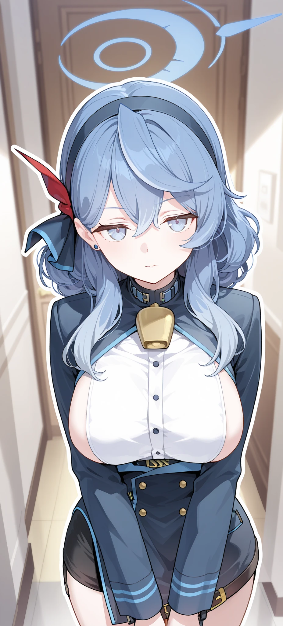 score_9, score_8_up, score_7_up, 1girl, :D, hand_on_own_chest, light purple hair, single hair intake, light green eyes, medium breasts, blue clothes, glittering light <lora:shiseki_hirame_PonyXL_style_v01:1>