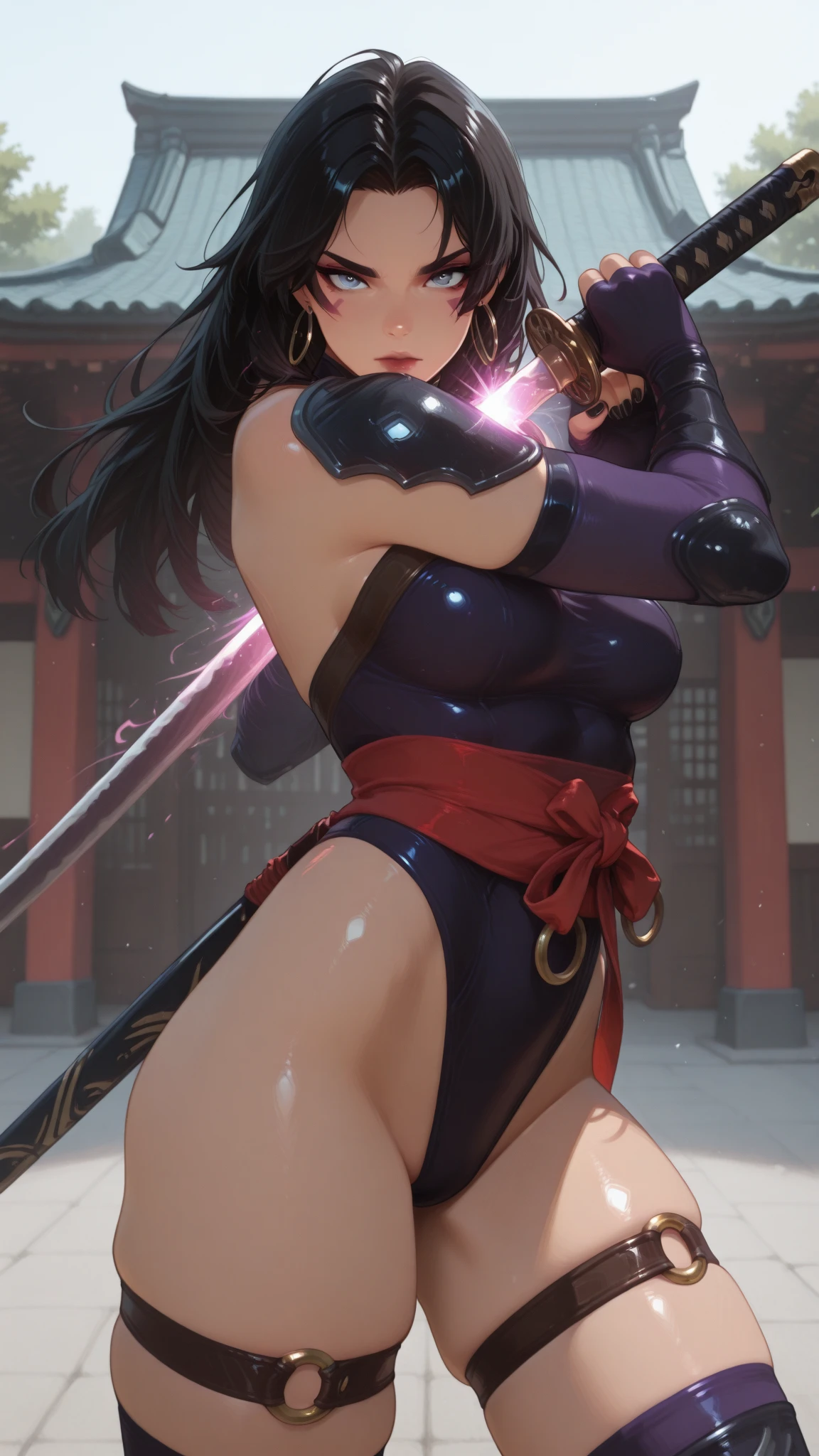 samurai woman with a sword in underwear