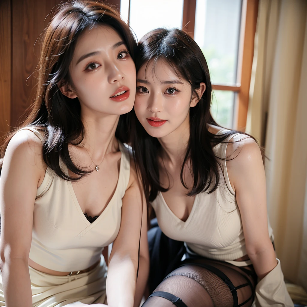 primitive,, (((Two girls,duo,caressing the))),Nikon Z 85mm, award-winning glamorous photography,((Best quality)), ((Masterpiece)), ((Realistic)), 18th century, Vintage image, Beautiful Asian woman wears, Lace dress, , 25 years, (Dark brown hair), Brown eyes, (Small breasts),(Alebriès Art Style), sitting outside a café in Paris, Dream castle in the background, small, ((Small breasts)), Innocent, Flower pedal in the air, ((freckle)), Intricate details, Highly detailed, Sharp focus, professional, 4K, spring flowers blooming, divine rays, Hand model, stunning blue eyes, small, Delicate, Innocent, high resolution, Detailed facial features, High detail, Sharp focus, smooth, Aesthetic, Extremely detailed, Photorealistic, Realistic, Post-processing, Maximum detail, Roughness, Real life, Ultra photo realisme, Photorealism, Photography, 8K UHD, Photography, light SEMI-SILHOUETTE, Asian face