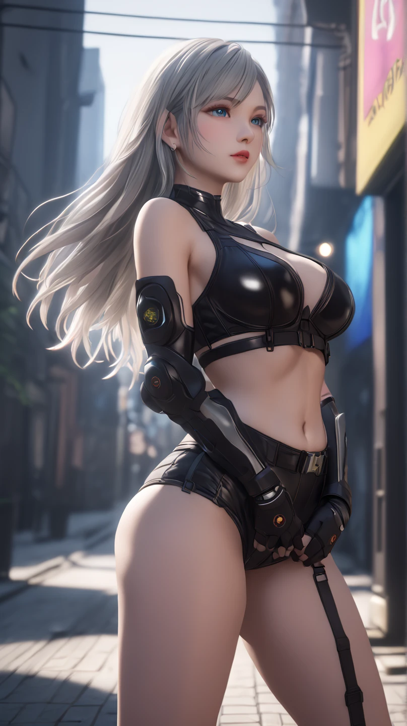 ((Best quality)), ((masterpiece)), (detailed:1.4), 3D, an image of a beautiful cyberpunk female,HDR (High Dynamic Range),Ray Tracing,NVIDIA RTX,Super-Resolution,Unreal 5,Subsurface scattering,PBR Texturing,Post-processing,Anisotropic Filtering,Depth-of-field,Maximum clarity and sharpness,Multi-layered textures,Albedo and Specular maps,Surface shading,Accurate simulation of light-material interaction,Perfect proportions,Octane Render,Two-tone lighting,Wide aperture,Low ISO,White balance,Rule of thirds,8K RAW,