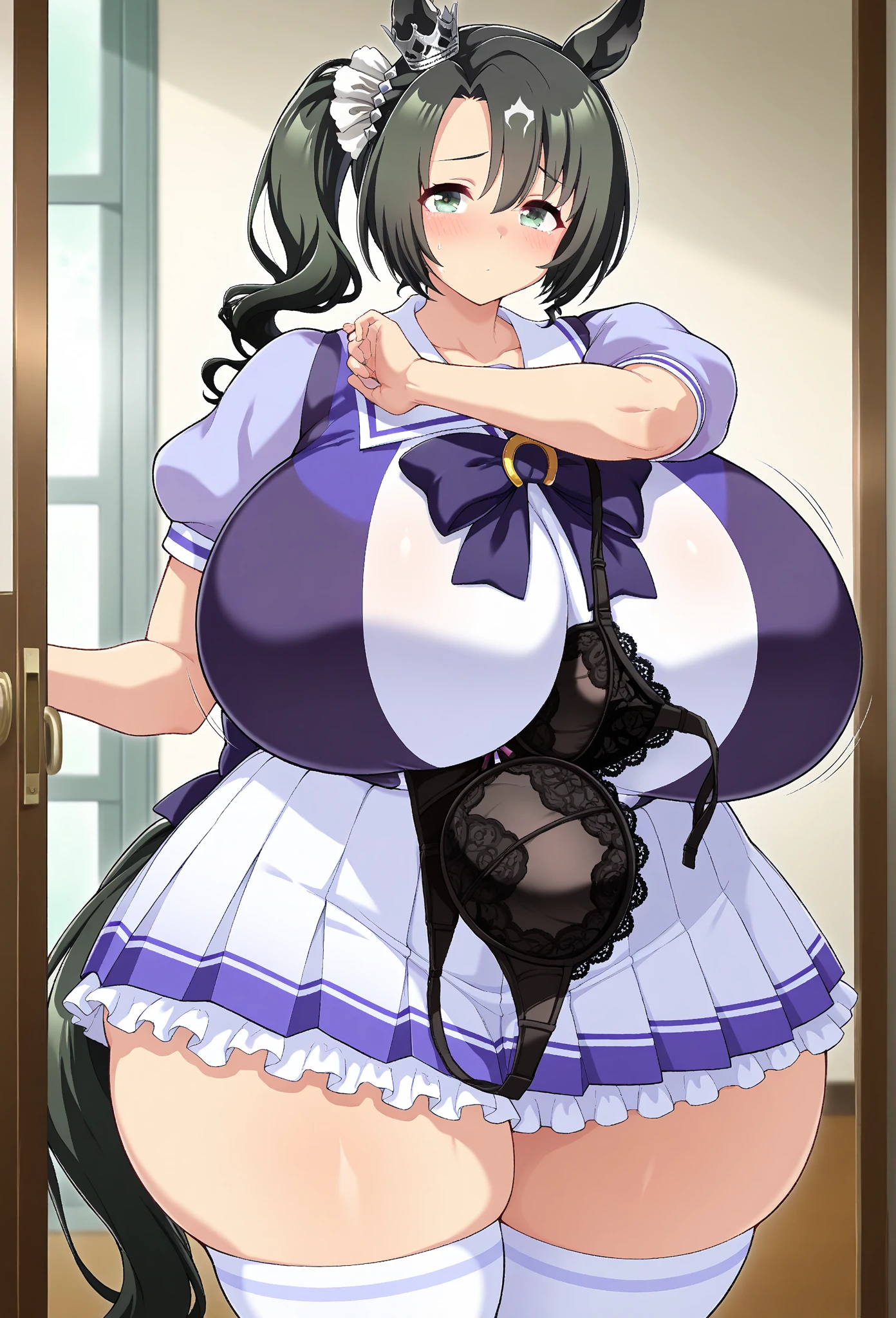 nsfw, (((Yukino Agria))), ((fairy tail)), rope bondage, gagged, arms behind back, straight arms, bound wrists, naked, (white panties), huge breasts, big ass, in basement, embarrassed, sweating