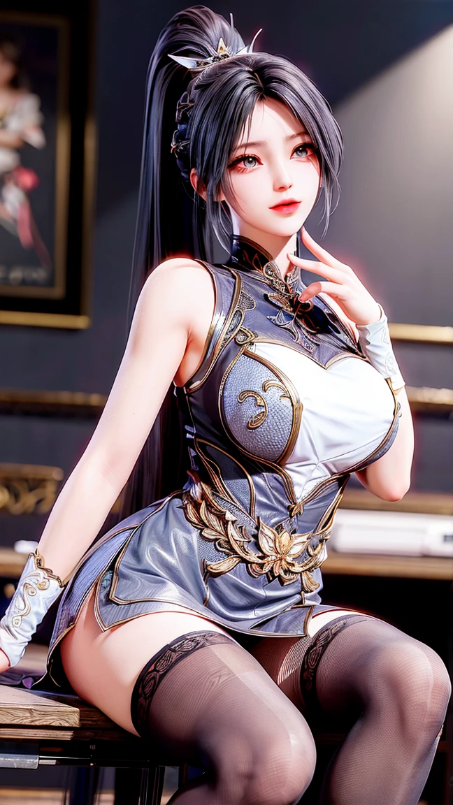 Cartoon character with sword and text on dark background, Blade and Soul, from ncsoft, Startup Screen art, PC games with UI, Startup Screen, Amazing splash screen art, game critical art, Loading Screen, Loading Screen, Loading Screen”, Character ink art, Wang Chen, critical art, yasuke 5 0 0 px Model,Close-up of miss wearing white mask, Beautiful character painting, guweiz, Gurwitz-style artwork, White-haired god, author:Yang Jie, Epic and beautiful character art, Stunning character art, author:Fan Qi, by Wuzhun Shifan, pixiv Art Street Guviz, Single ponytail, insult, High Ponytail, Tall and big, Long legs, (sleeveless lace shirt), (shorts), (Striped )), ((Striped )), Walk, elegant, dignified, miss, Beautiful curves, sweet smile, Strong sense of detail and layering, Rich and colorful color, Has a unique texture, rich and colorful, color, vivid, Design Art, 16K, Super detailed, {{illustration}}, {Extremely refined}, {Exquisite surface treatment}, Super detailed, Delicate and shining eyes, {{Light}}, Ultimate light effect, Model: realism, CFG size: 12, Laura: Bright texture (1.35), high quality, masterpiece, Exquisite facial features, Delicate hair depiction, Detailed depiction of the eyes, masterpiece, best quality, Light line tracing, Extremely detailed CG unified 8k wallpaper, masterpiece, best quality, (1 girl), Perfect Miss Body, (((tight white t shirt))), (Delicate face), short black hair, Tie your hair up, Light blue hairpin, (White skin), (Optimal Lighting), (Super intricate details), 4k unity, (Super detailed CG), Showing off her white legs, , Hot Pants, shorts,