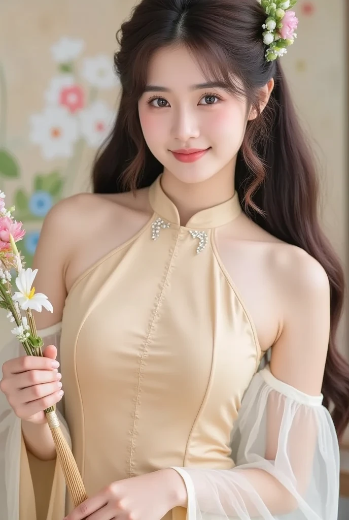 (best quality,4k,8k,highres,masterpiece:1.2),ultra-detailed,(realistic,photorealistic,photo-realistic:1.37),portrait,soft lighting,beautiful detailed eyes, beautiful detailed lips,long eyelashes,dark wavy hair,serene expression,olive skin, ((Standing)),((seafoam glitter silky satin t-shirt with above knee length Peach skirt)), ((Detailed Dress)), ornate embroidery,subtle hand gesture,graceful posture, dappled sunlight filtering through the Sugarcanes,((sugarcane Forming Fields)), (((sugarcane Farming))), rustling sound of sugarcane stalks swaying in the breeze, Sugarcane soft warm tones,ethereal atmosphere,((sweet aroma of ripening sugarcane)),delicate dewdrops glistening on the tips of the leaves,subtle movements of the girl's dress in the wind,peaceful ambience,harmony between the girl and nature, ((clear Sugarcane plants)), Perfect Sugarcanes, ((Big Sugarcane plants)), Stylish Poses, Stylish angles