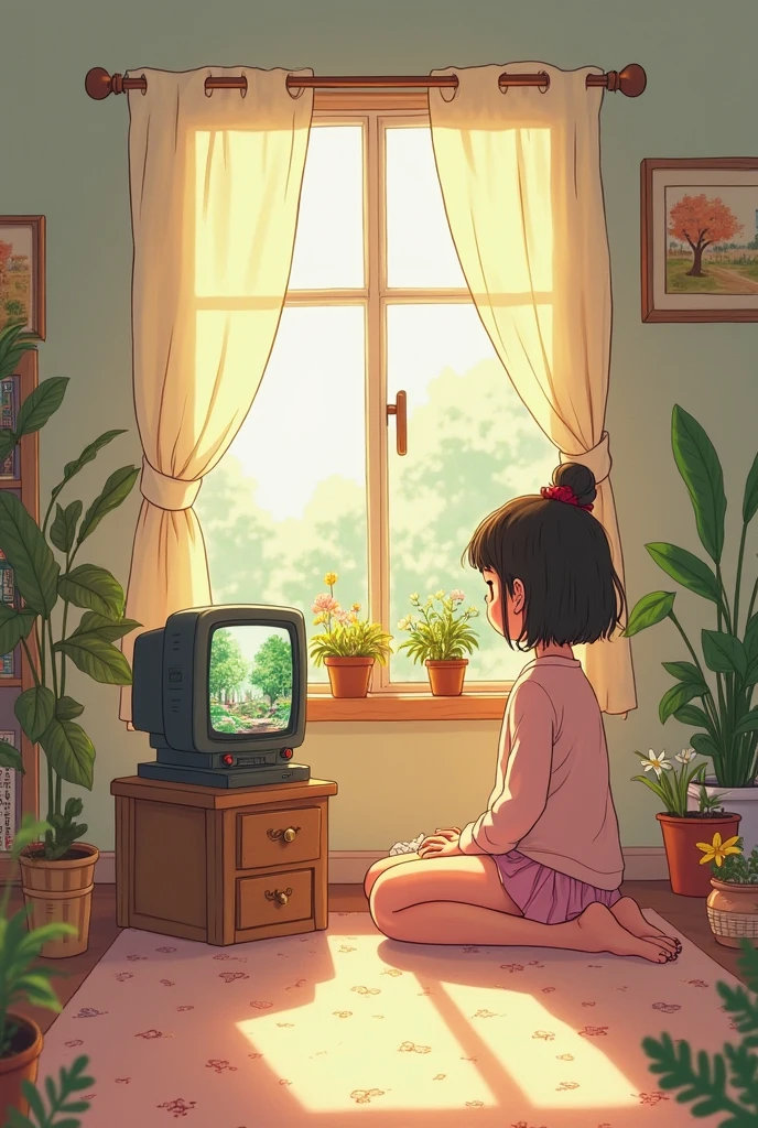 girl watching television