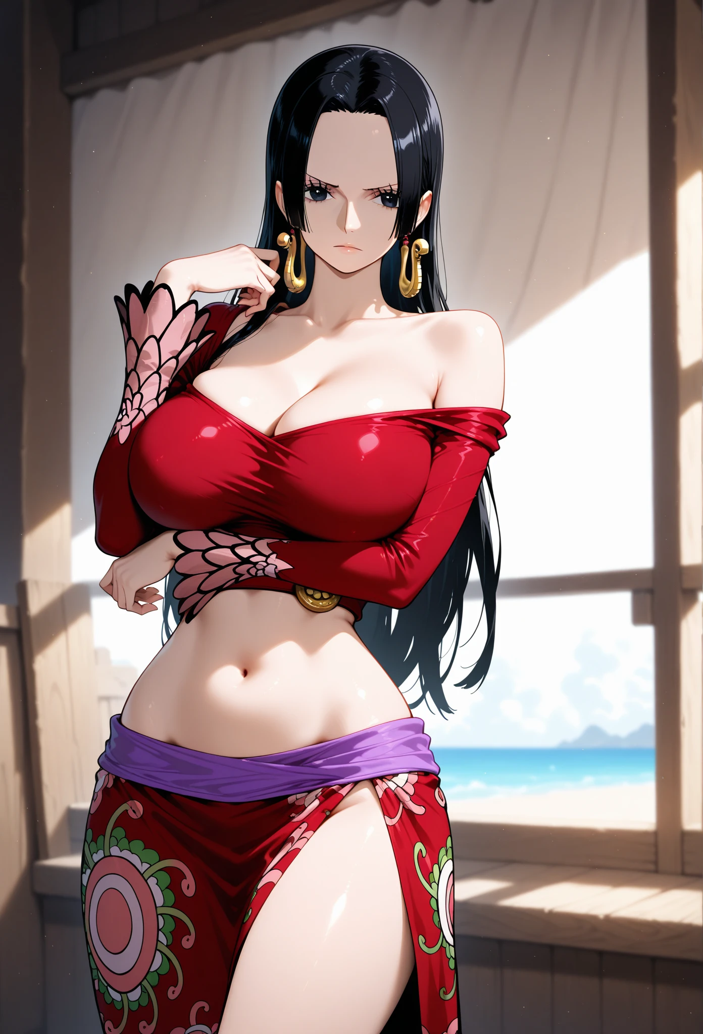 Boa Hancock sexy milf in bikini on the beach smiling