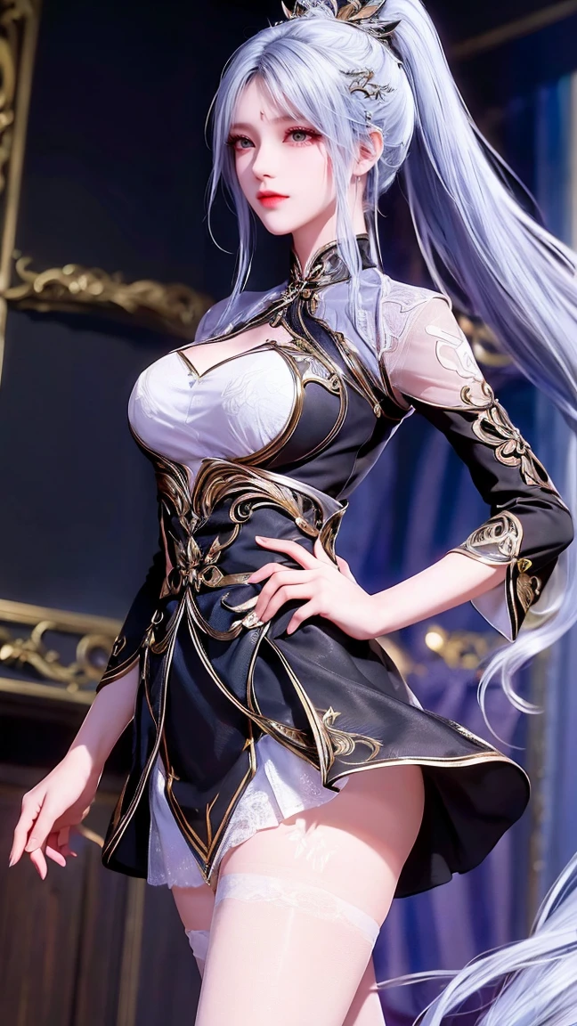 ((Mastepiece))、((Best Quality))、high quality、High definition、High resolution、High detail、Lens flare、Ray Tracing、Side light、high qualityなshadow、high qualityなテクスチャ、Detailed texture、Beautiful details、Full Figure、whole body、(Beautiful delicate face with details、Detailed beautiful delicate eyes、Perfect Facial Proportions、Detailed skin、Charm、Realistic and colorful)、((Slender beauty)) 、(Intricate detailakeup、Pure Eros Face)、Mesh hair color、Beautiful bangs、Detailed chest、Large upward-facing breasts、Beautiful feet、Detailed fingertips、Raise your arms、See-through、mechanical uniform、1 woman、Cyberpunk City