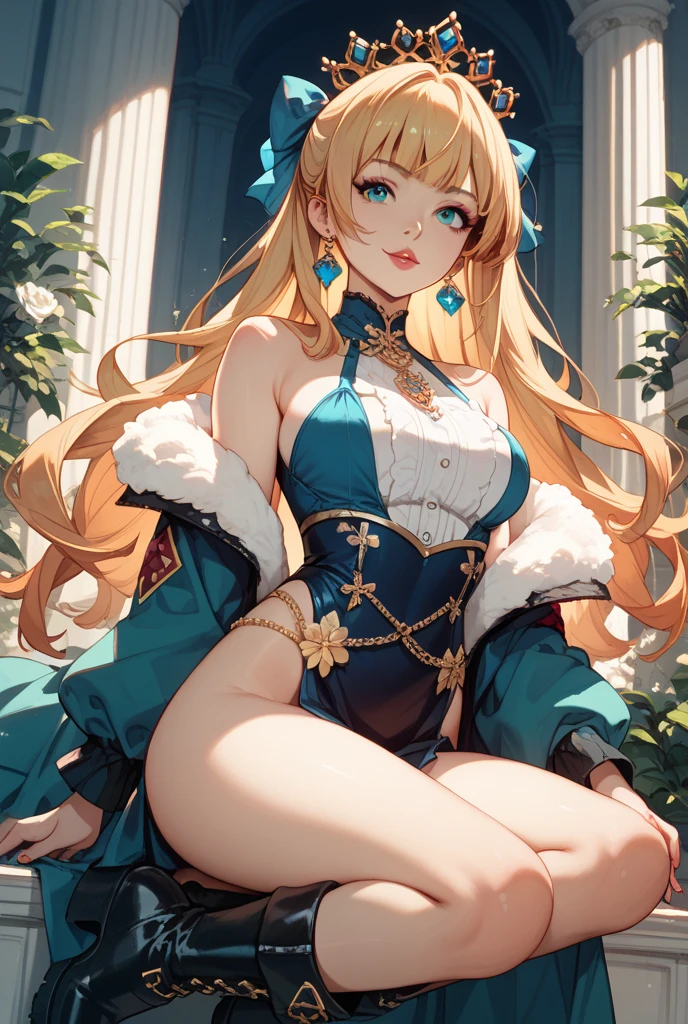 (Raw amateur candid photography), woman, (candle lighting:1.1), (finger in mouth), blush, (in bathroom), (castel:1.1), (dynamic pose:1.1), (princess:1.1), (noble nightgown:1.2), (blue azure eyes:1.2), (round breasts), (bubble butt), (wide hips:1.1), (slim waist:1.1), (thick thighs:1.1), (detailed face and eyes:1.2), (detailed skin), (realistic), (moody lighting), (skinny slinder body:1.2), (fantasy), seductive, messy hair, (brown blonde hair), (diamond crown:1.1), (detailed medieval background:1.1), (dark mood:1.2), (detailed hand and finger:1.2), (medium breasts:1.2), (busty), (deep cleavage:1.2).
