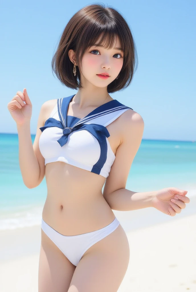 Sailor Bikini Big Breasts cute beautiful girl Sailor Bikini Brown Hair cute Big Breasts Sailor Bikini