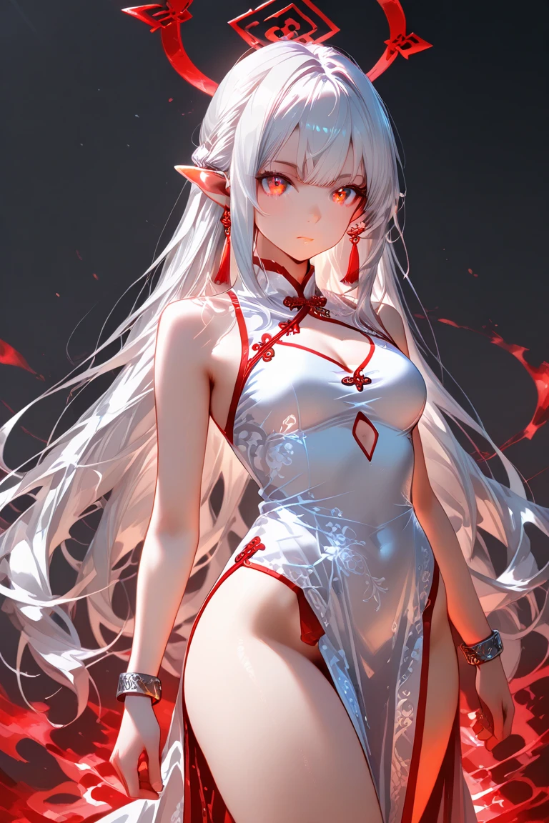 masterpiece, best quality, large breasts, <lora:ArknightsNian_10:1>, nian \(arknights\), origen, china dress