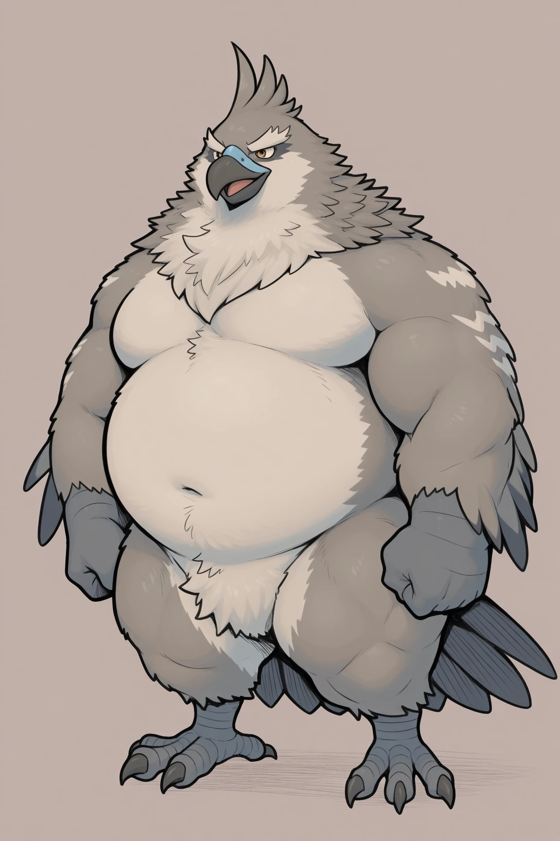 Solo, Furry, Anthro, Koala, Female, E621, Naked, Standing, Big Curves, Front View, Hands Behind Back, Huge Ass, Huge Breasts, Plain Background, By ivlirror