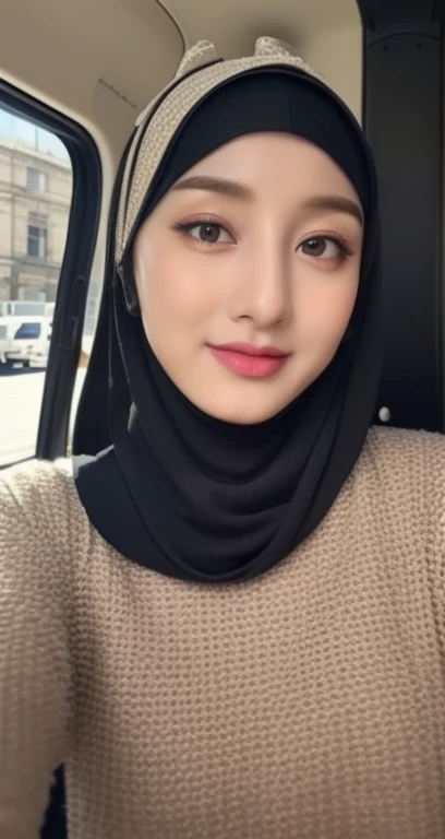 (Masterpiece, top quality, best quality, official art, beautiful and aesthetic: 1.2)
(1girl)
(Hyuga Hinata from Naruto anime, long black hair, radiant white eyes, captivating with Byakugan eyes)
(Beautiful, ethnic allure in sexy clothes)
(Majestically posing against a mosque background, wearing a hijab that covers her head and neck)
(Ultra detail, realistic representation of fabric texture, wrinkles, and intricate hijab design)
(Her mesmerizing eyes reflecting tranquility and strength, gaze fixed on the viewer)
Proportional body, perfect body figure, alluring, glamorous, sexy, portrait 