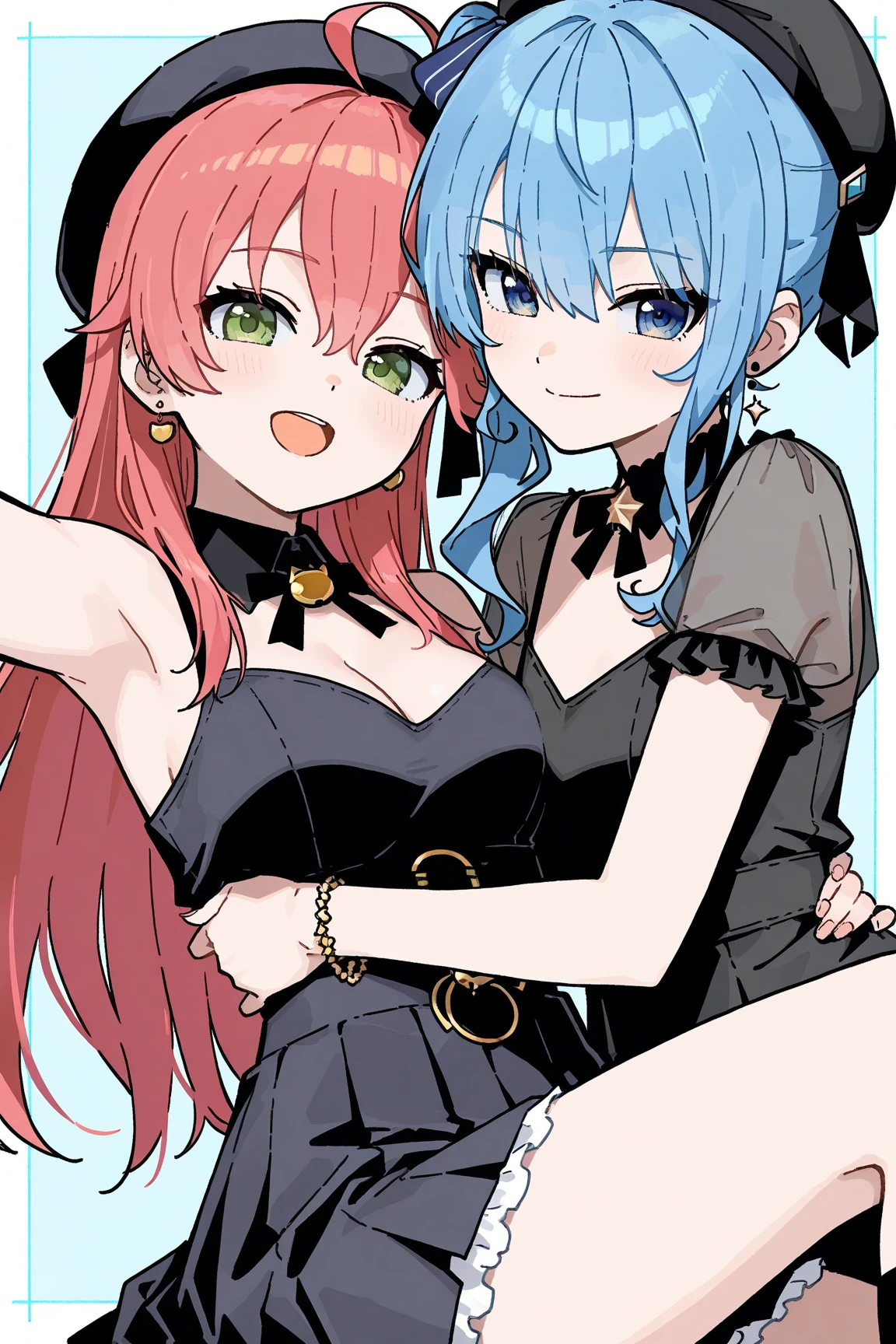 1girl, blue red hair(1:2), good and evil, heaven and hell
