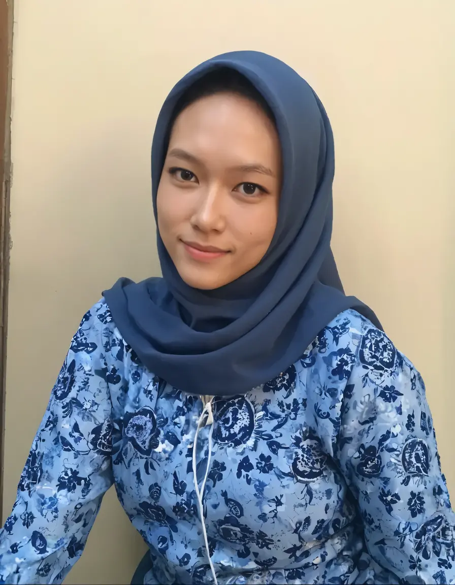 ((Best quality, 8k, Masterpiece :1.3)), torso body, Sharp focus :1.2, A hijab wearing woman with slender body:1.4, (((wearing peach colored bra and panties ONLY))), Slender shoulder:1.2, ((brown skin, Big breasts :1.2)), Highly detailed skin texture, Detailed cleavage, exposed shoulders and arms, (sweating), (glowing skin), (puffy anime sized tits), Portrait photo