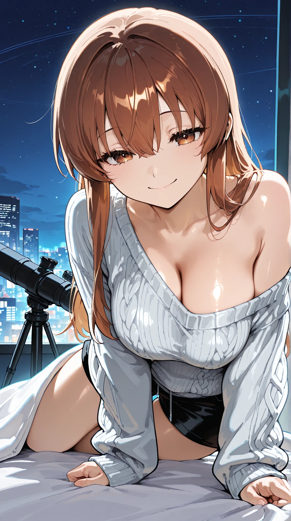 highest quality、Realistic、female、zoom、Orange Eyes、Silver long wavy hair、Hero Suit、Glossy bodysuit、slender、Dark Skin、Large Breasts。Aerial、An inappropriate smile、Bust Shot、