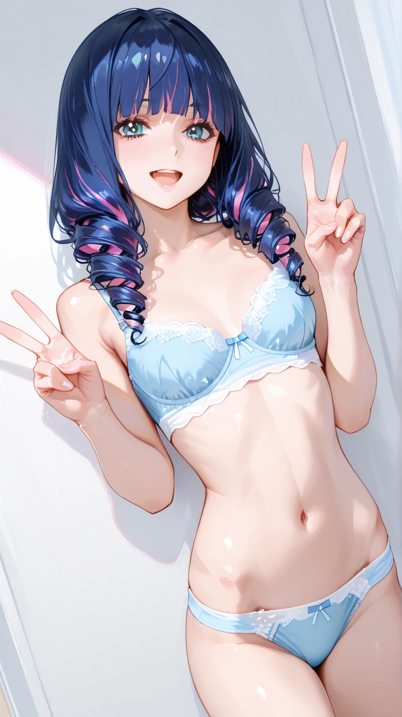 nsfw, (masterpiece), (best quality)), (ultra-detailed), ((kawaii)), (lovely), (extremely detailed)), 4k, (8K), best quality, (beautiful), perfect anatomy, perfect hands, (sound effects:1.3)
BREAK
cowboy shot, (from front:1.3), (through camera app frame:1.5), (view finder:1.5),
BREAK
indoors, Living room, summer, day
BREAK
((sitting on Floor)), ((knees up)), ((knees together feet apart)), peace sign
BREAK
((cyan panties)), (crotch seam), (cyan bra), (camel toe)
BREAK
(hair white thin ribbon:1.2)
BREAK
(Blunt bangs), (short ponytail:1.2), (beautiful chocolate hair)
BREAK
1 , , child, solo, (cute:1.2), (small breasts:1.2), (short of a person:1.2), (slim, skinny:1.3), small waist, (beautiful face), small eyes, thin lips, double eyelids, ((beautiful black eyes:1.2)), ((beautiful eyes))
BREAK
((laugh, smile:1.4)), (blush:1.4)
BREAK
(pussy juice:1.2)