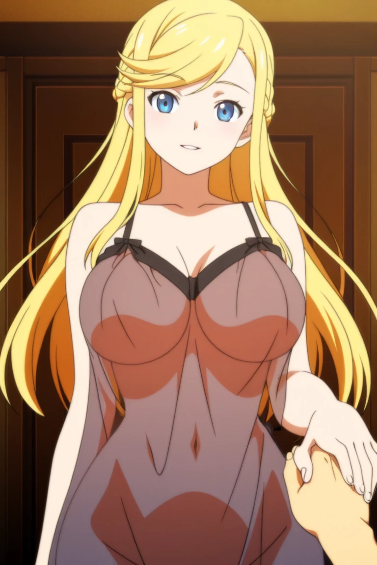 (extremely detailed CG unity 8k wallpaper), (masterpiece), (best quality), (ultra-detailed), (best illustration), (best shadow), (absurdres), 1girl, solo, pefrect face, perfect eyes, large breasts, shining breasts, standing, sfw, safe, close the camera, black lace bra, black lace panties, standing, smile, minami_fuyuki, ahoge, vivid colors, cleavage, vivid, turn back, ass view, butt view