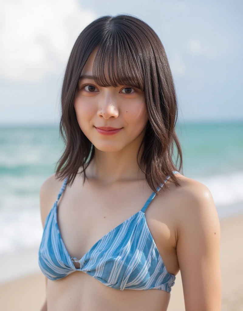 girl snapshot、Portrait、film、It looks like it.、swimsuit、Ocean、whole body
