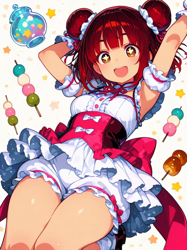 <lora:rinotuna_antropo_sq:0.9>, rinotuna, original, <lora:more_details:0.1> Candy cane girl, anime rinotuna style, white and red hair, (Candy canes:1.2), showing panties, (candy cane in the up left corner:1.2)