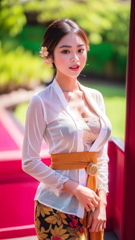 (looking at viewer,close in viewer,front view photo:1.6),cleavage,small breasts,(beauty hair,ostentatious hair accessories,gorgeous hair accessories,light smile:1.15),1girl,light smile,happy,((((upper body,real face photo,indoor background,background blur)))),big eyes,analog style,physically-based rendering,ultra-detailed,professional lighting, photon mapping,(outdoor,bokeh),(RAW photo, best quality, masterpiece:1.3), (realistic, photo-realistic:1.3),detailed facial features,slim girl,tassel, innocent, bangs,(pureerosface_v1:0.55) ,(ulzzang-6500-v1.1:0.75),(flower_style:0.05),<lora:bridal_hairstyle-10:0.1>,(bridal hairstyle:1.15),ear ring,hair bow,hair ring,bare shoulders, bare abdomen,cosplay style,(deep-V style hanfu with miniskirt:1.25),silk style,slim waist,a littie naked,narrow miniskirt,<lora:hanfu_v29:0.12>,<lora:hanfu_v28:0.12>,<lora:hanfu_v30:0.1>,<lora:hanfuMing30:0.1>,more colorful clothes,(real face photo:1.5),naked body with hanfu,more naked style,standing,deep-V style,