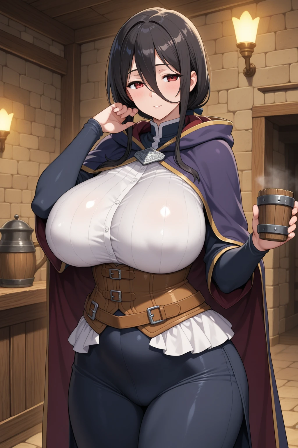 high quality, masterpiece, (Like the picture:1.4), 8K, Perfect body, Voluptuous body,Avant-garde Bold Dynamic Poses, Stick your ass out and open your anus　Erotic manga style body,Breasts exposed　naked　洗練されたBig Breasts美female,  Updo, female(masterpiece, 最high quality:1.3), lease,  femaleの子, (Upper Body:1.3), (View your viewers:1.3), (in a fighting pose:1.3), (Cinema Lighting, fairy tale, Realistic, dream-like, Enchanting atmosphere:1.5), (A fantastic and beautiful night sky, Medieval city at night, On the roof of the tower:1.5), Beautiful Mother, Big Breasts　お尻太ももグラマラスボディ巨大Nipplesナース　おまんこ特大Nipples、Nipples、Wrinkled areola、Abdominal muscles　、Realistic、The skin, especially on the chest, is now more realistic..　Black Hair　pubic hair　Armpit Hair　Artwork　Nipplesにベルを付ける