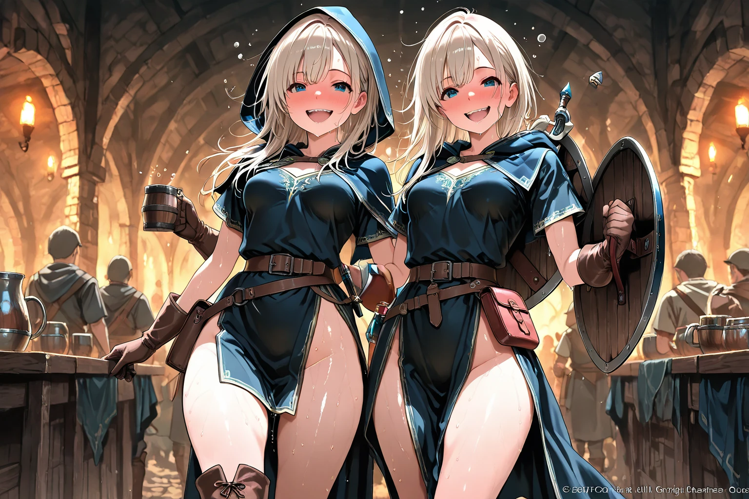 One only and lonely small elf with small boobs but massive thighs and a enormous ass, she have blond hair and blue innocent eyes.